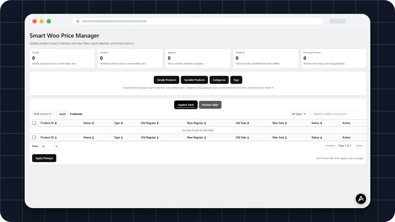 Smart Woo Price Manager interface preview